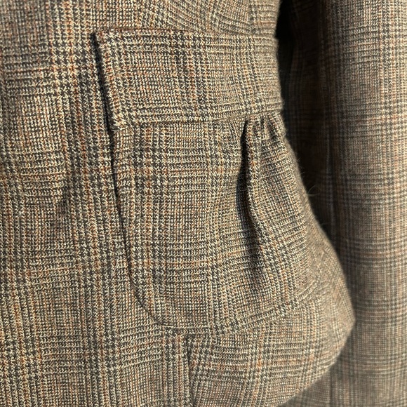 BANANA REPUBLIC FACTORY WOOL BLEND (2007) BROWN PLAID FITTED BLAZER SIZE 2 - Picture 6 of 10